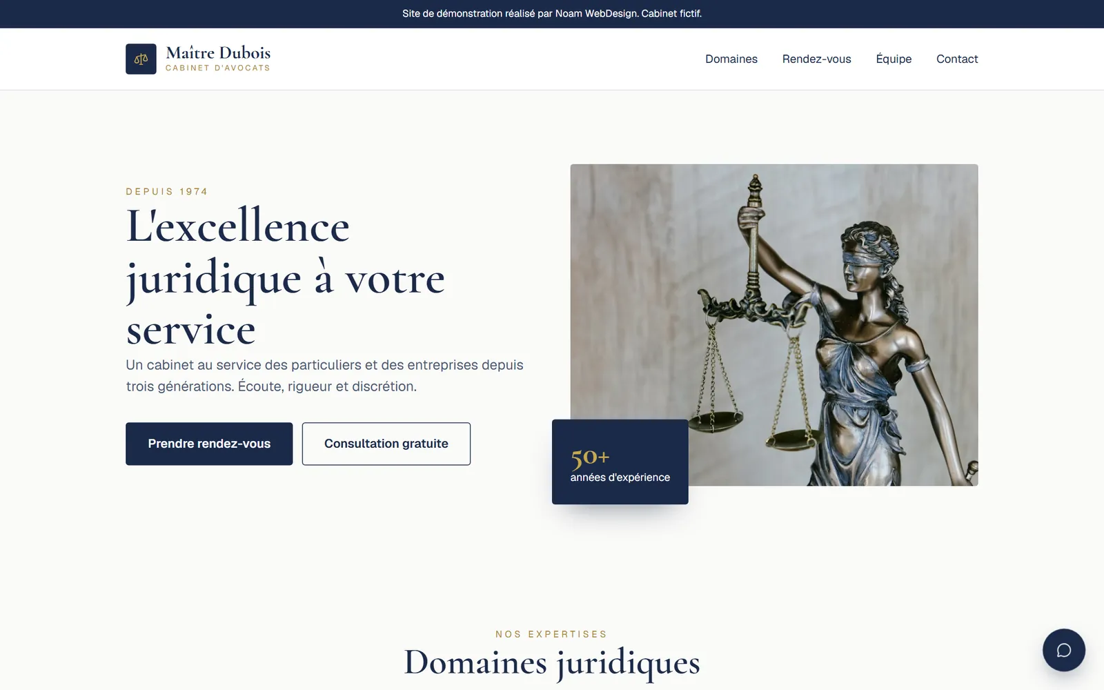 Page d'accueil de la démonstration Maître Dubois