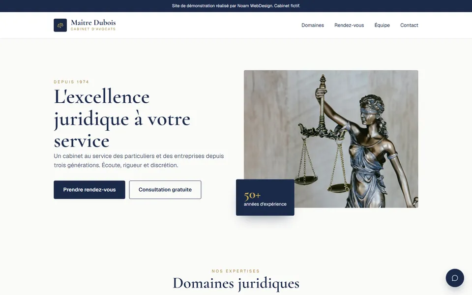 Page d'accueil de la démonstration Maître Dubois