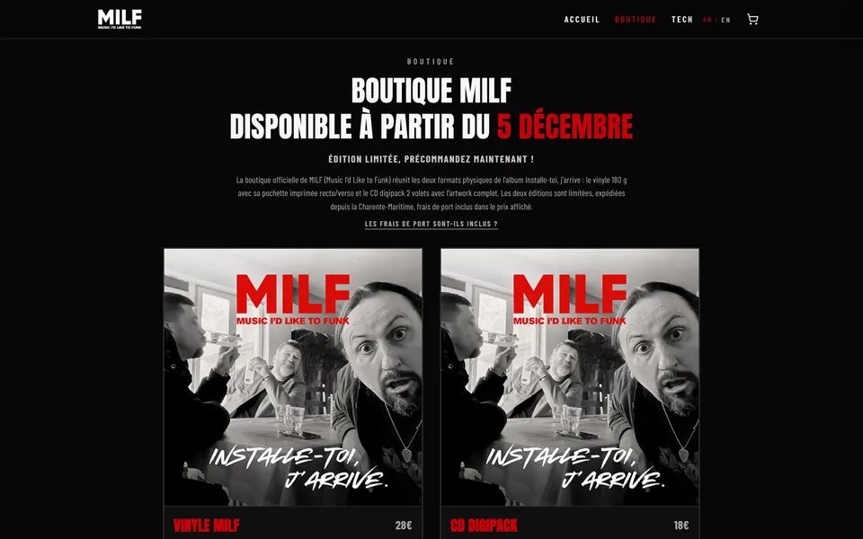 Page d'accueil du site du groupe MILF